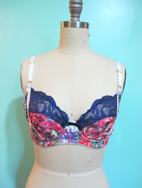 Floral/lace Marlborough bra