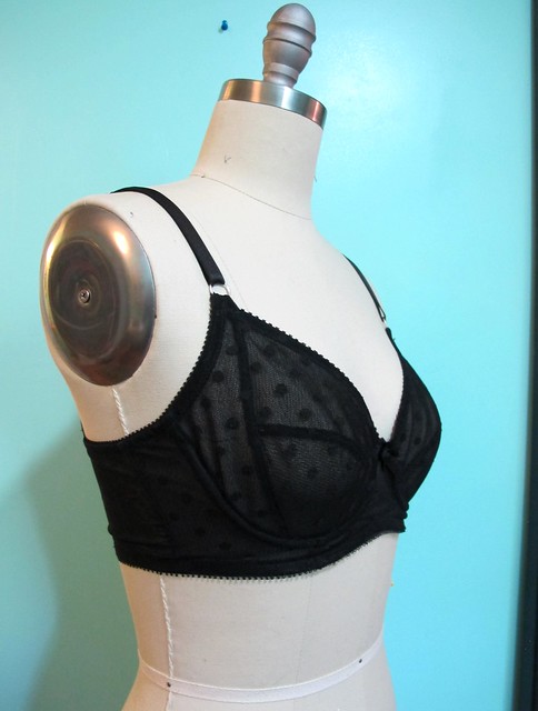 Sheer black polka dot Marlborough bra