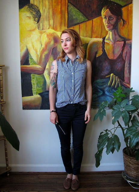 Navy Cotton twill Ginger Pants - front