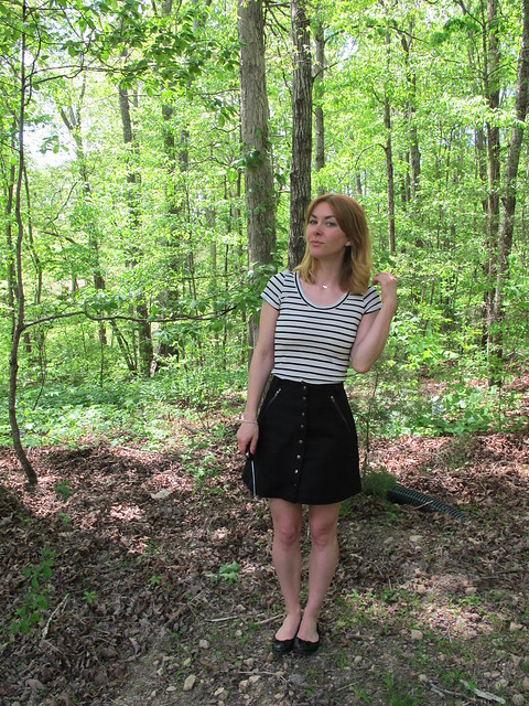 Black Stretch Twill Rosari Skirt