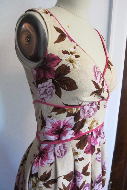 Gertie Surplice Bodice Floral Dress - bodice side