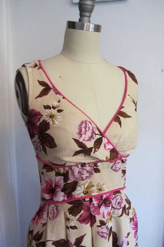 Gertie Surplice Bodice Floral Dress - bodice front