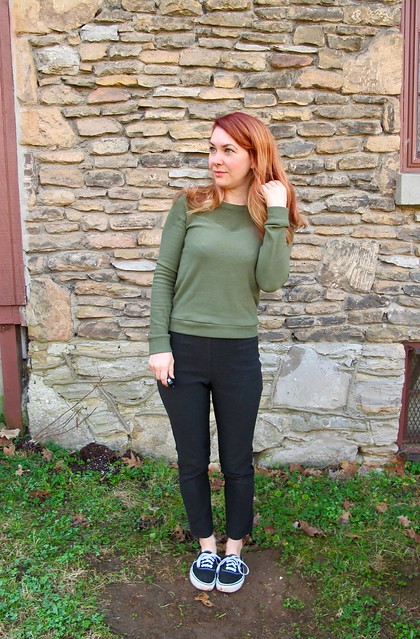 Sewaholic Fraser Sweatshirt made with stretch fleece from Mood Fabrics