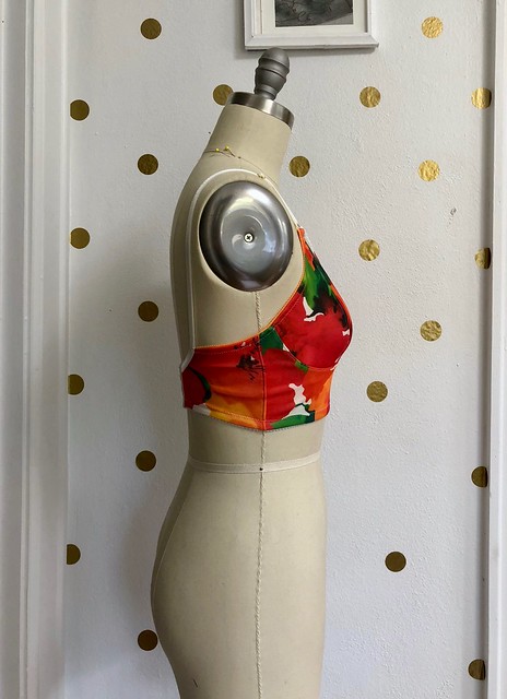 Watson Bra made with Scuba Knit from Mood Fabrics