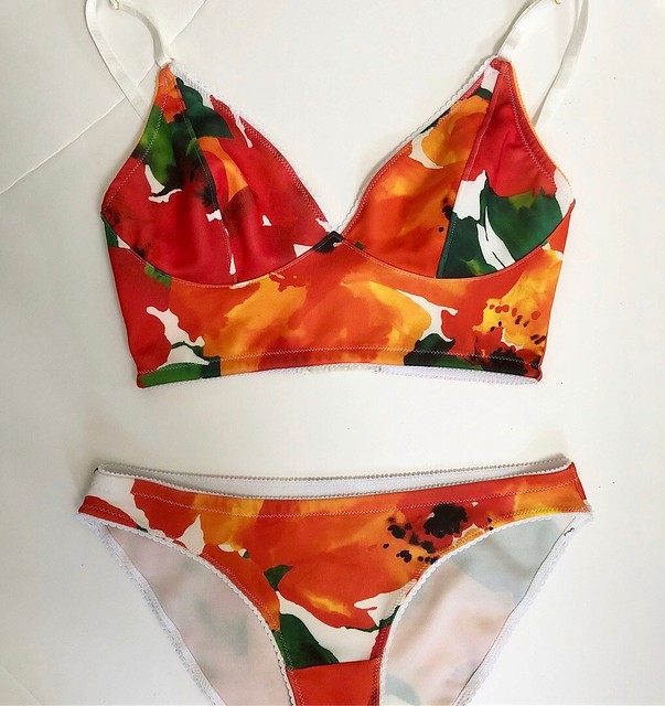 Watson Bra made with Scuba Knit from Mood Fabrics