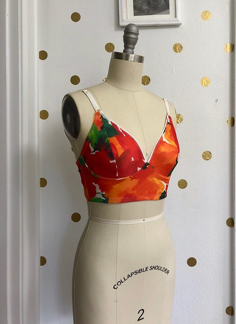 Watson Bra made with Scuba Knit from Mood Fabrics