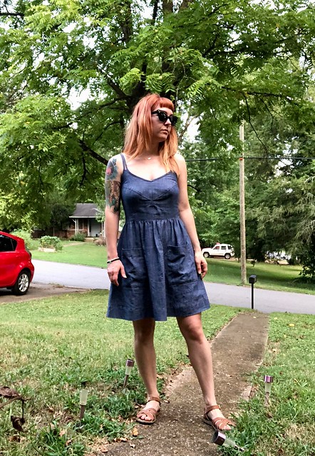 Deer & Doe Centaurée dress made with denim from Mood Fabrics