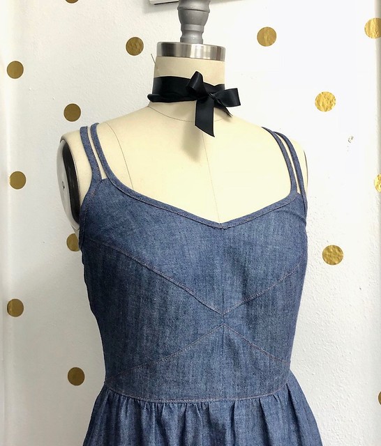 Deer & Doe Centaurée dress made with denim from Mood Fabrics