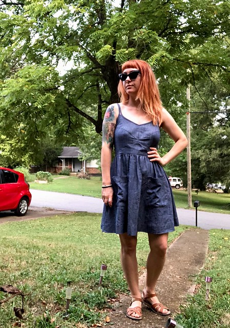 Deer & Doe Centaurée dress made with denim from Mood Fabrics