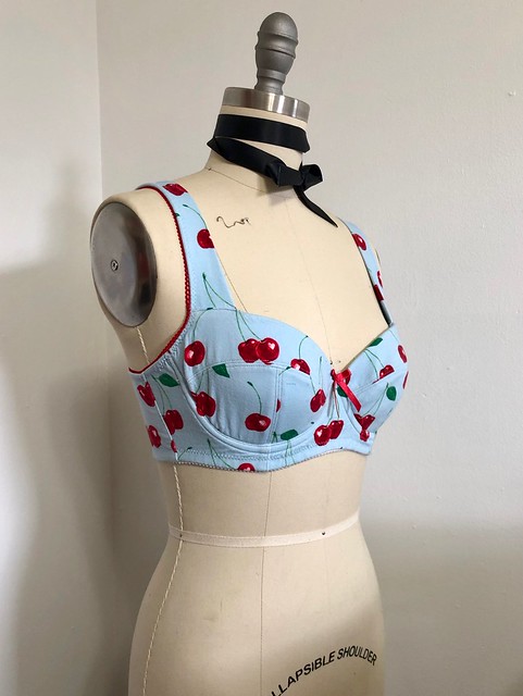 Boylston Bra made with Cherry Cotton Knit from Mood Fabrics