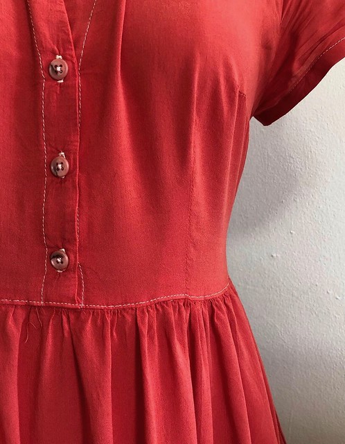 Coral Rayon Lawn Myosotis Dress