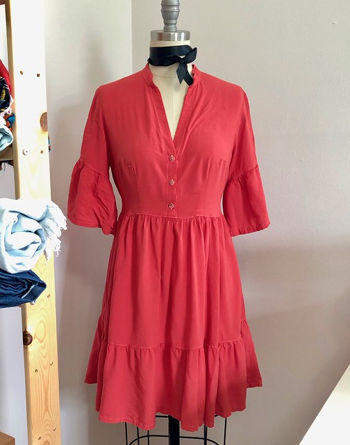 Coral Rayon Lawn Myosotis Dress