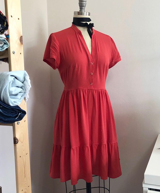 Coral Rayon Lawn Myosotis Dress