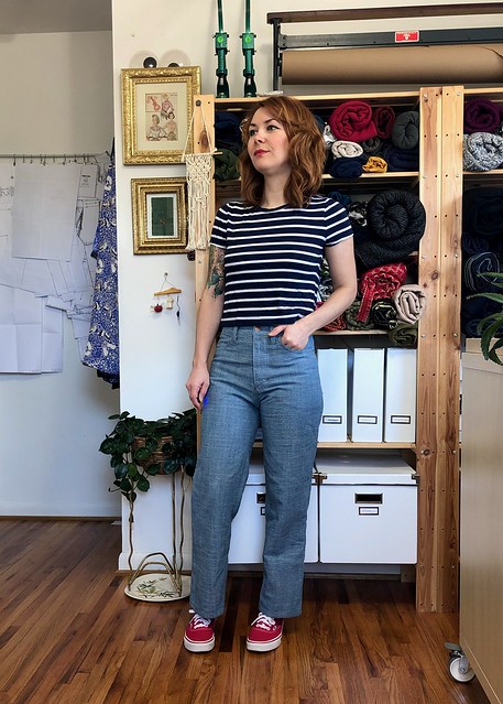 Vogue 2442 Calvin Klein Jeans made with Art Gallery Fabrics denim