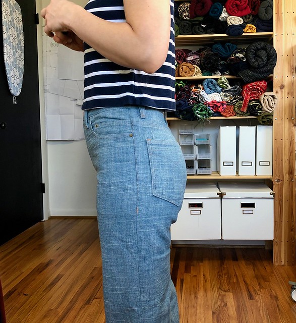 Vogue 2442 Calvin Klein Jeans made with Art Gallery Fabrics denim