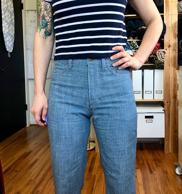 Vogue 2442 Calvin Klein Jeans made with Art Gallery Fabrics denim