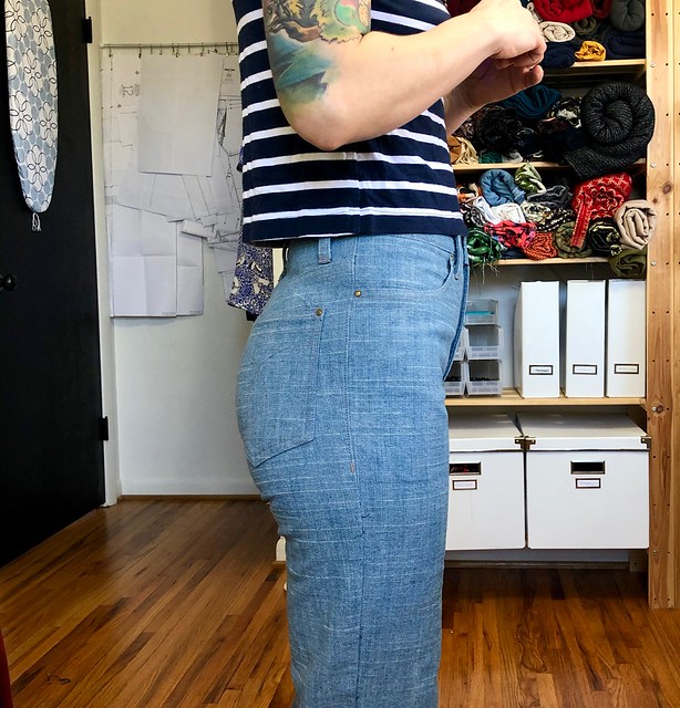 Vogue 2442 Calvin Klein Jeans made with Art Gallery Fabrics denim