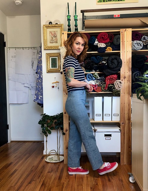 Vogue 2442 Calvin Klein Jeans made with Art Gallery Fabrics denim